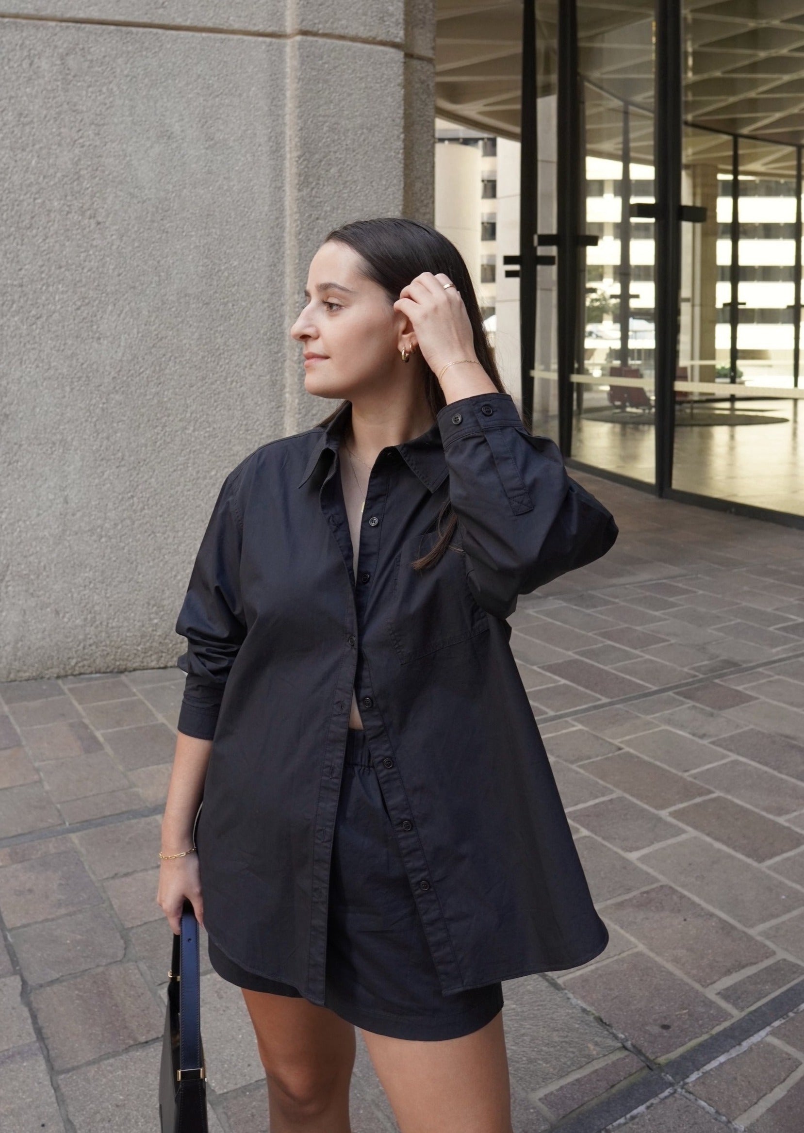 Daily Set Cotton Shirt - Women's 100% Cotton Shirt - Black