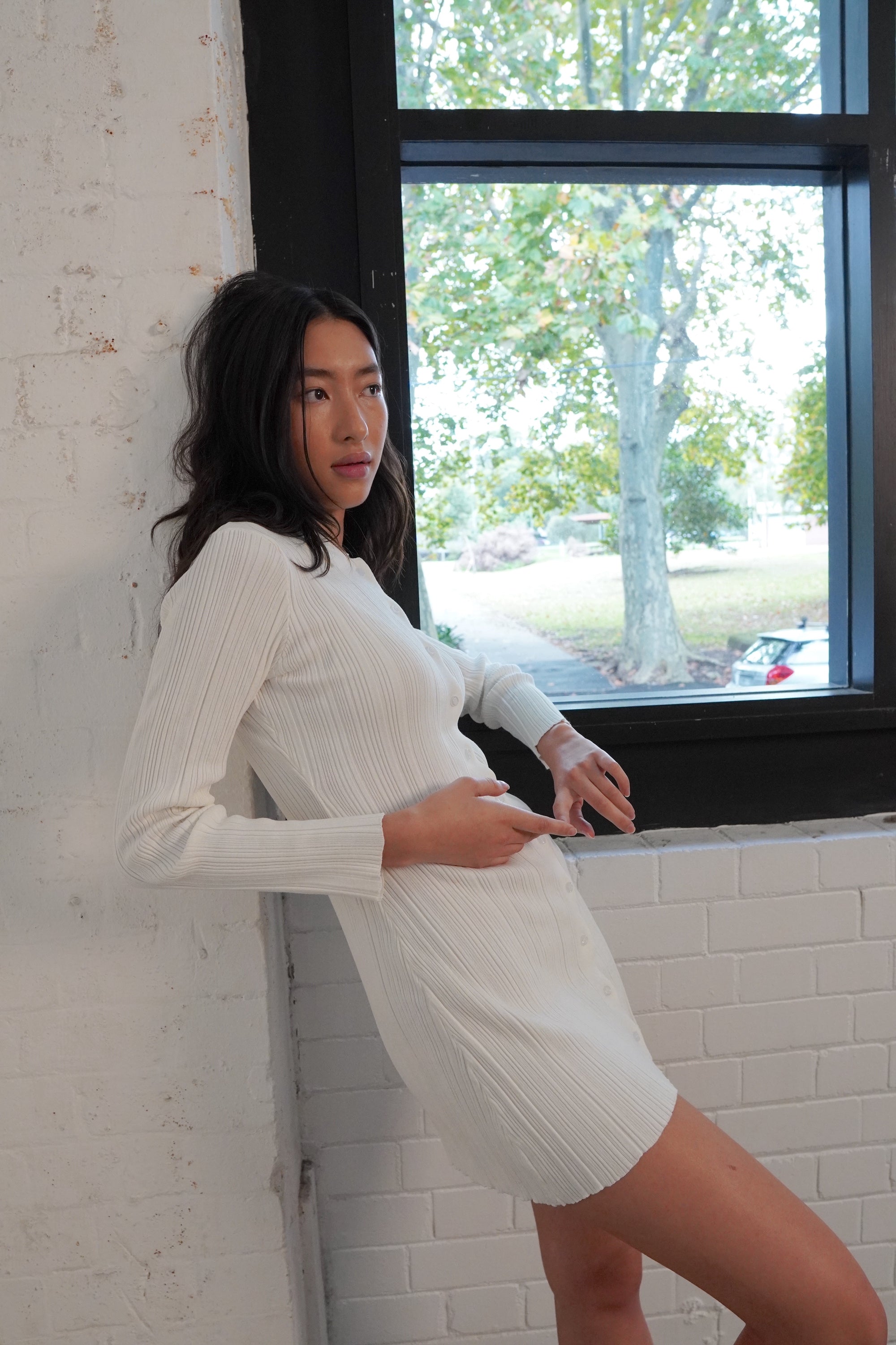Leisure Knit Mini Dress - White
