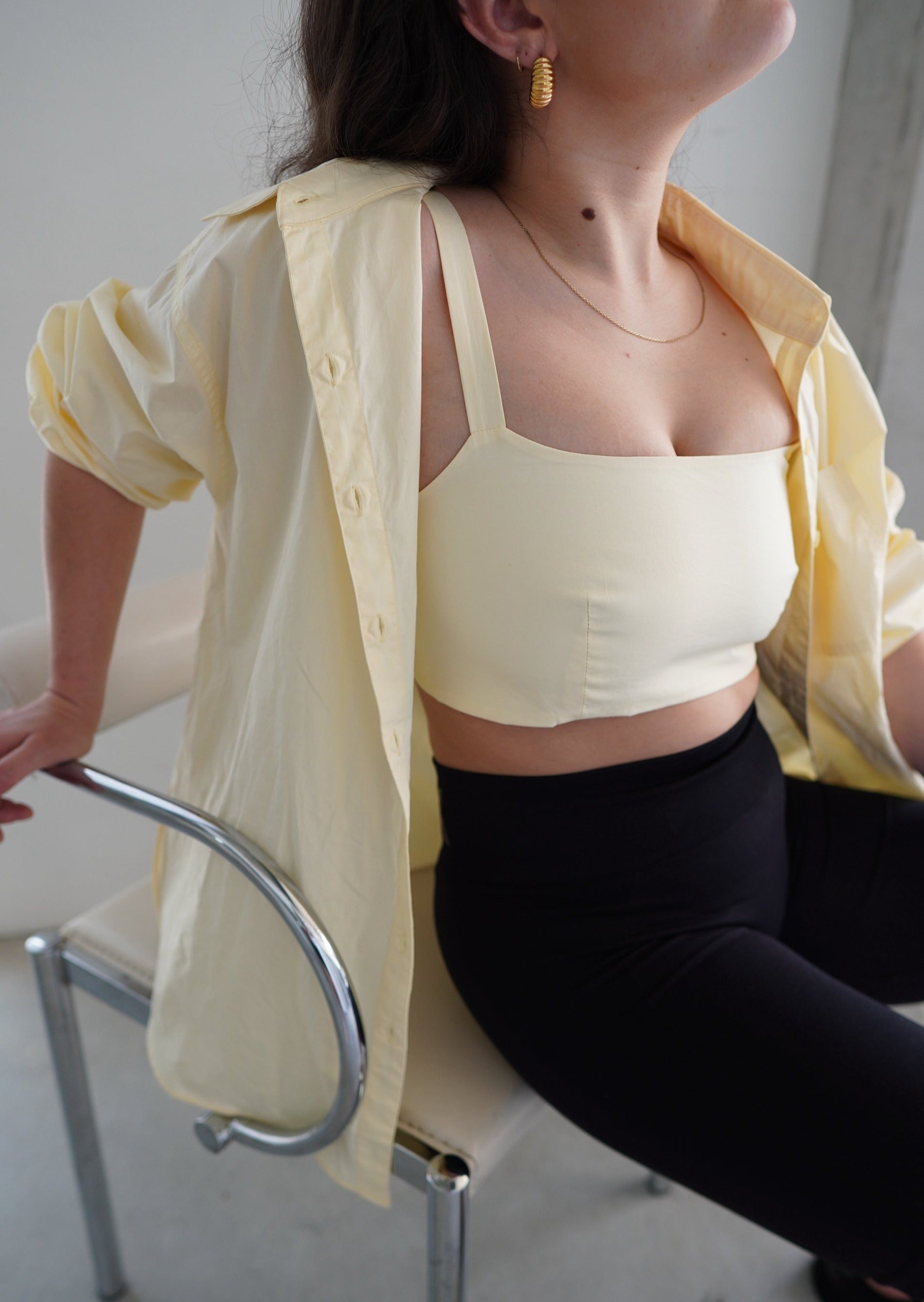 The Daily Set Cotton Cropped Top - Pale Yellow | STYL Wardrobe Women | Women’s Pale Yellow Cotton Cropped Top