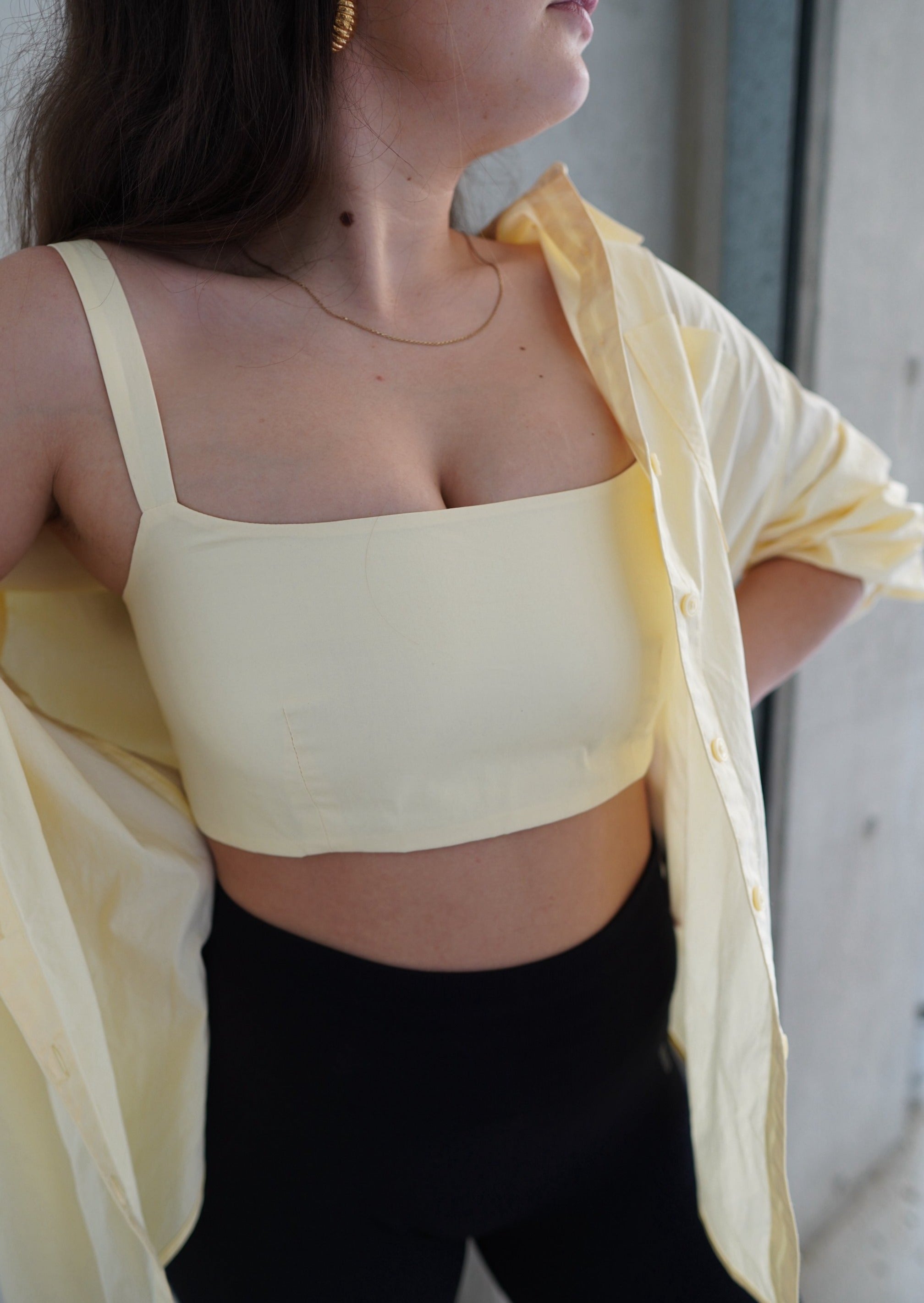 The Daily Set Cotton Cropped Top - Pale Yellow | STYL Wardrobe Women | Women’s Pale Yellow Cotton Cropped Top