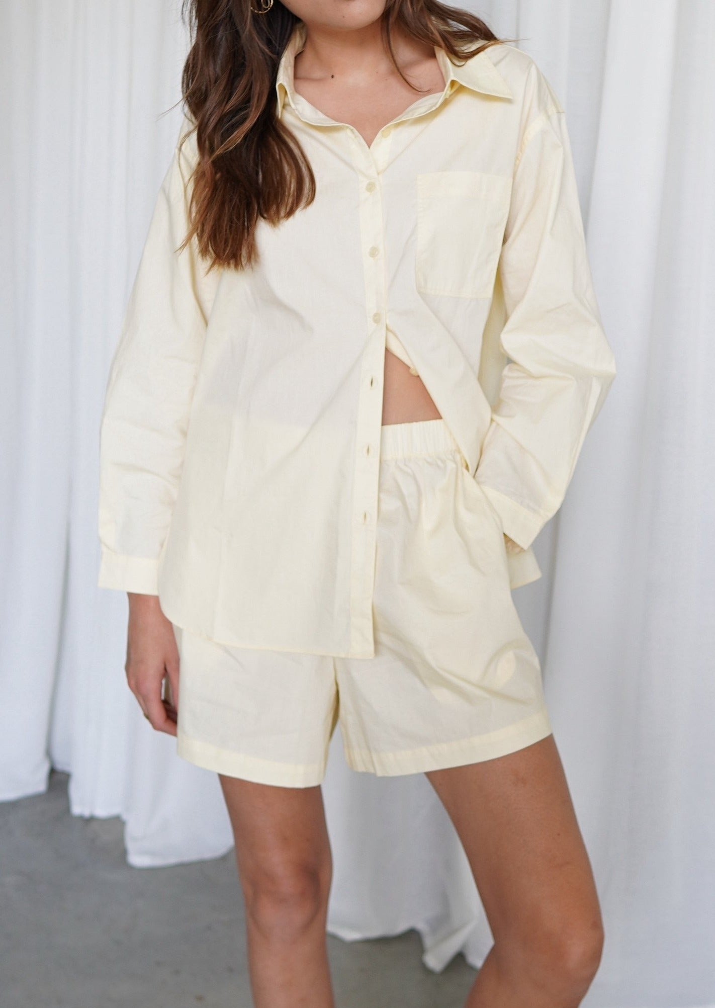 The Daily Set Cotton Short - Pale Yellow | STYL Wardrobe Women | Women’s Pale Yellow Cotton Short Cotton