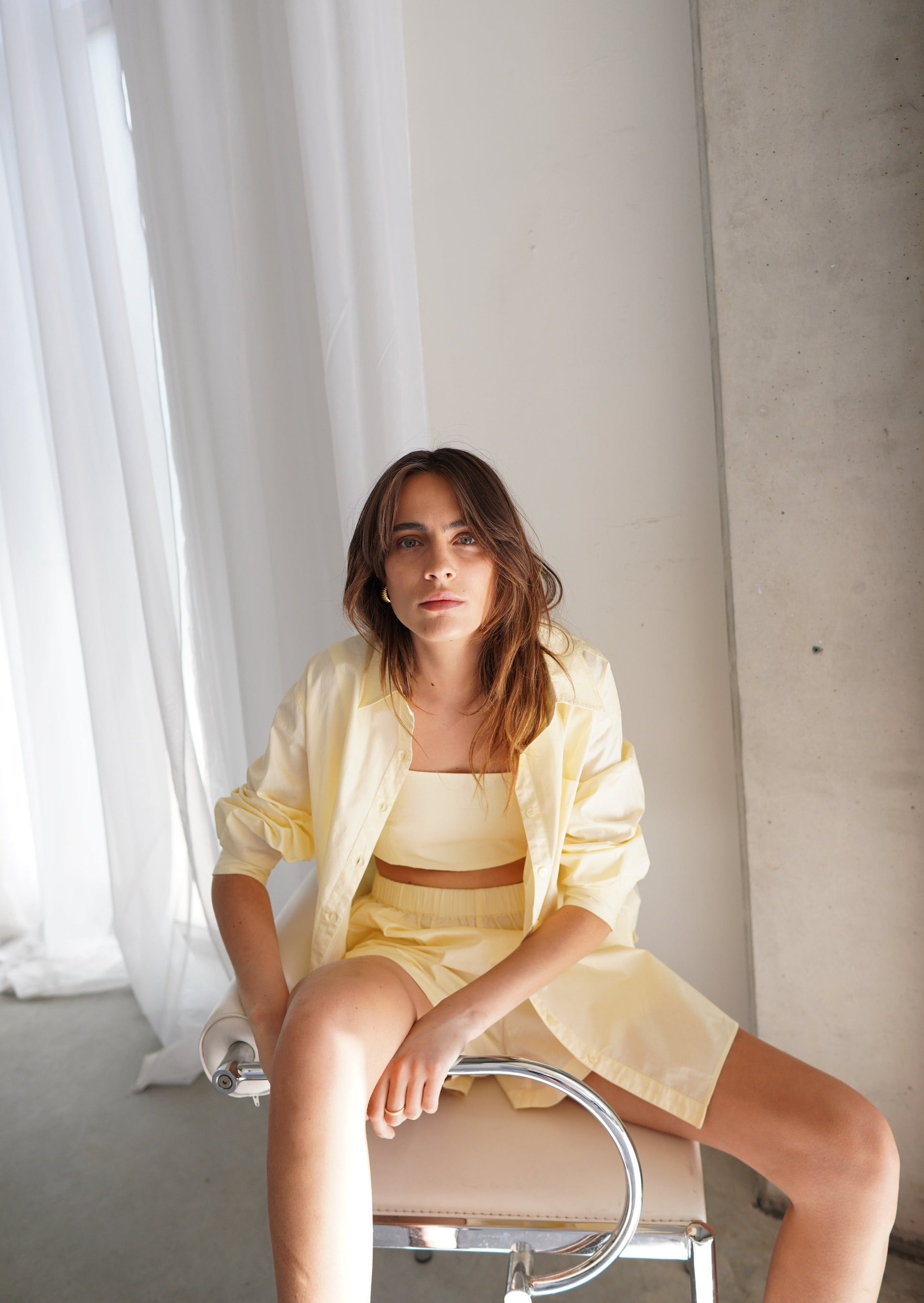 The Daily Set Cotton Short - Pale Yellow | STYL Wardrobe Women | Women’s Pale Yellow Cotton Short Cotton