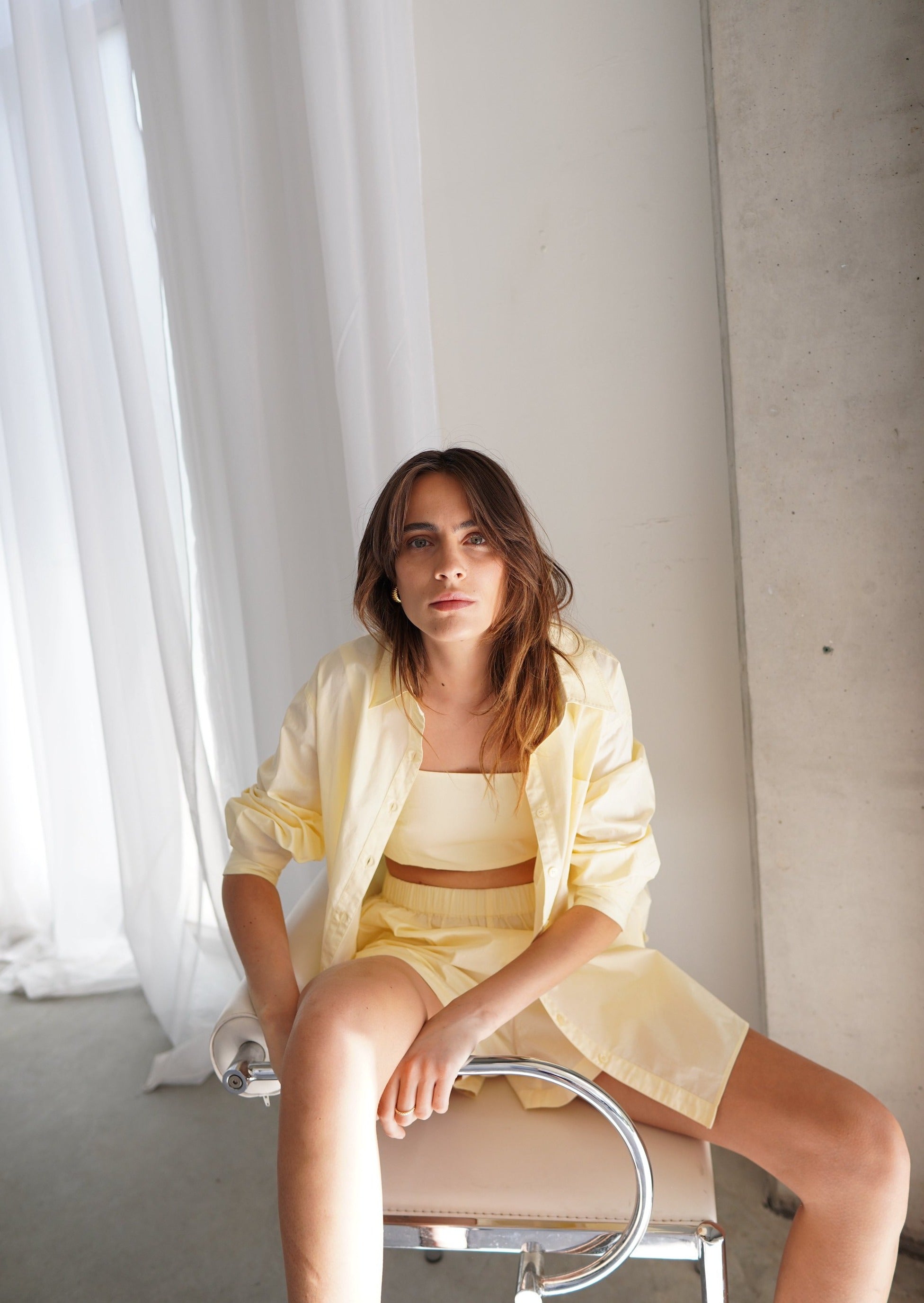 The Daily Set Cotton Shirt | STYL Wardrobe Women | Pale Yellow Women’s Shirt Cotton