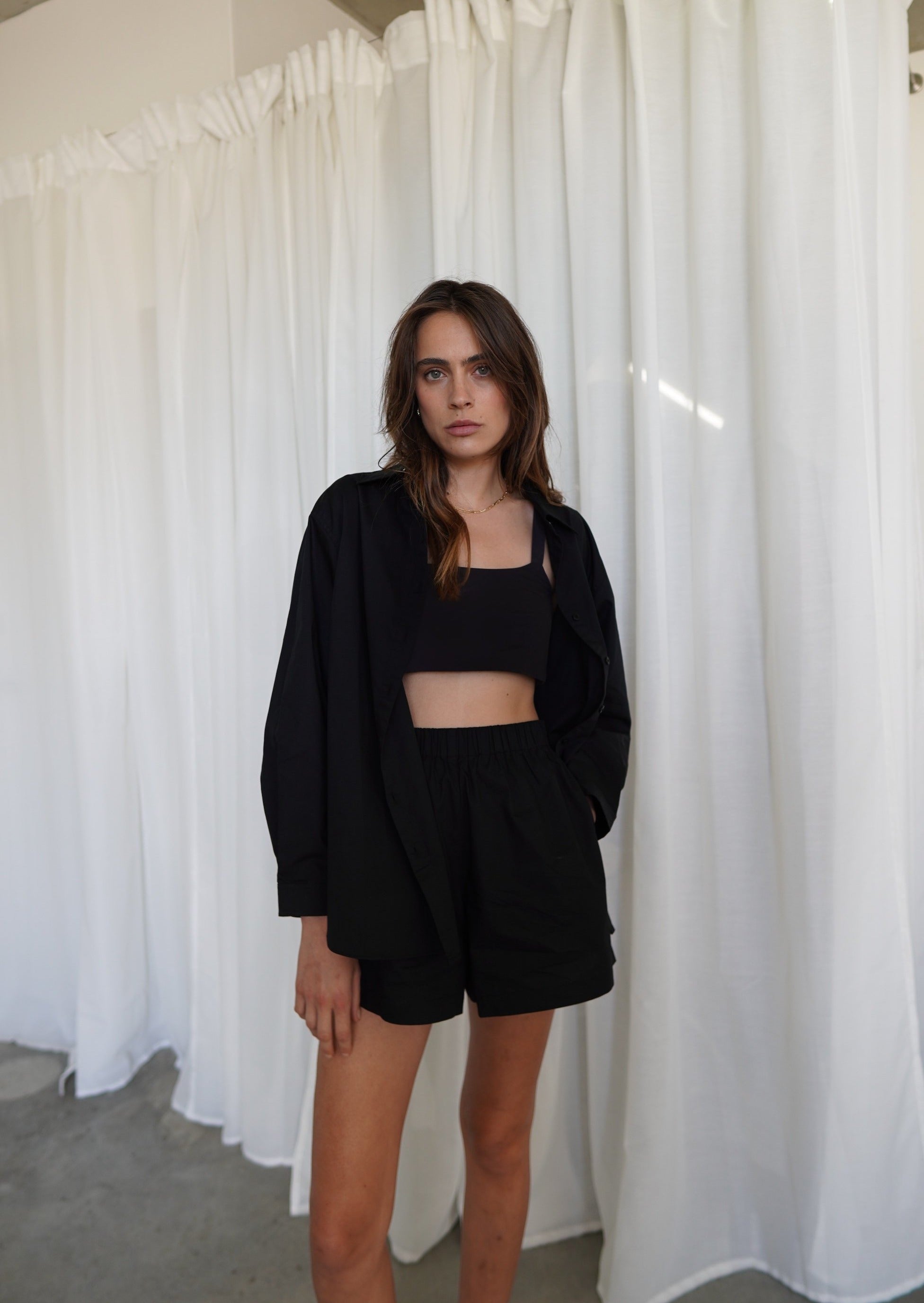 The Daily Set Cotton Shirt | STYL Wardrobe Women’s Clothing | Black Shirt