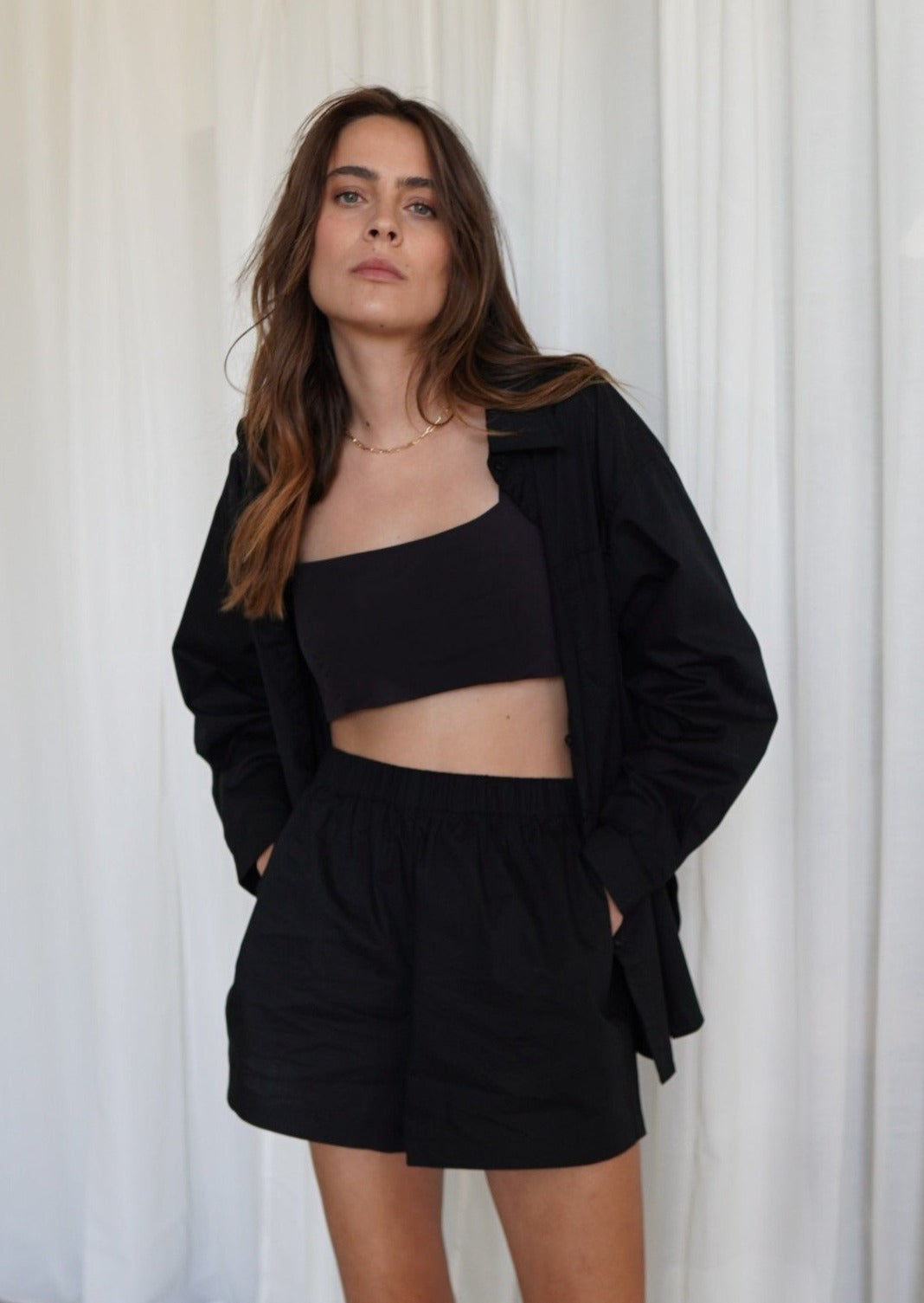 The Daily Set Cotton Cropped Top - Black | STYL Wardrobe Women | Women’s Black Cotton Cropped Top